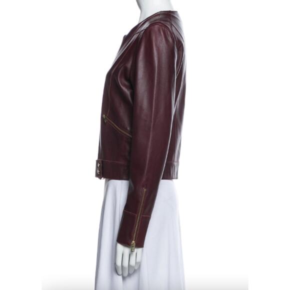 IRO SOFT LEATHER LAMBSKIN MOTO BURGUNDY JACKET 38 - Picture 3 of 9